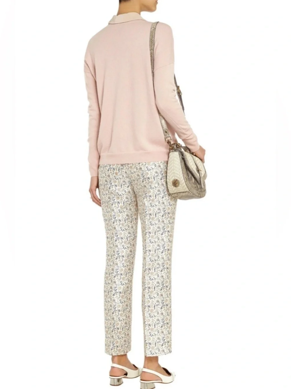 NWT Tory Burch Frances Floral Silk Straight-Leg Pants Daisy New Ivory Sz 12